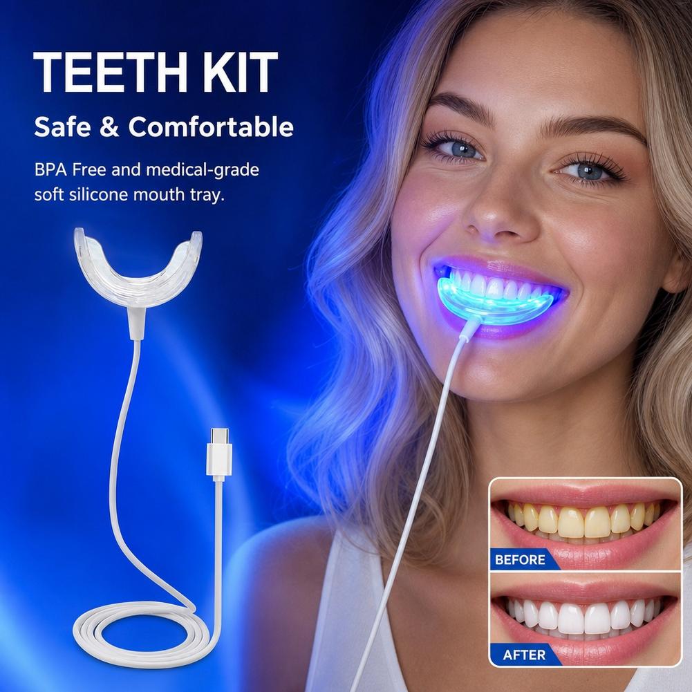 Teeth Whitening Device - 歯のホワイトニング促進器 スマートLEDブルーライト ポータブル USB/iPhone/Android充電式 デバイス 歯のホワイトニングライト
