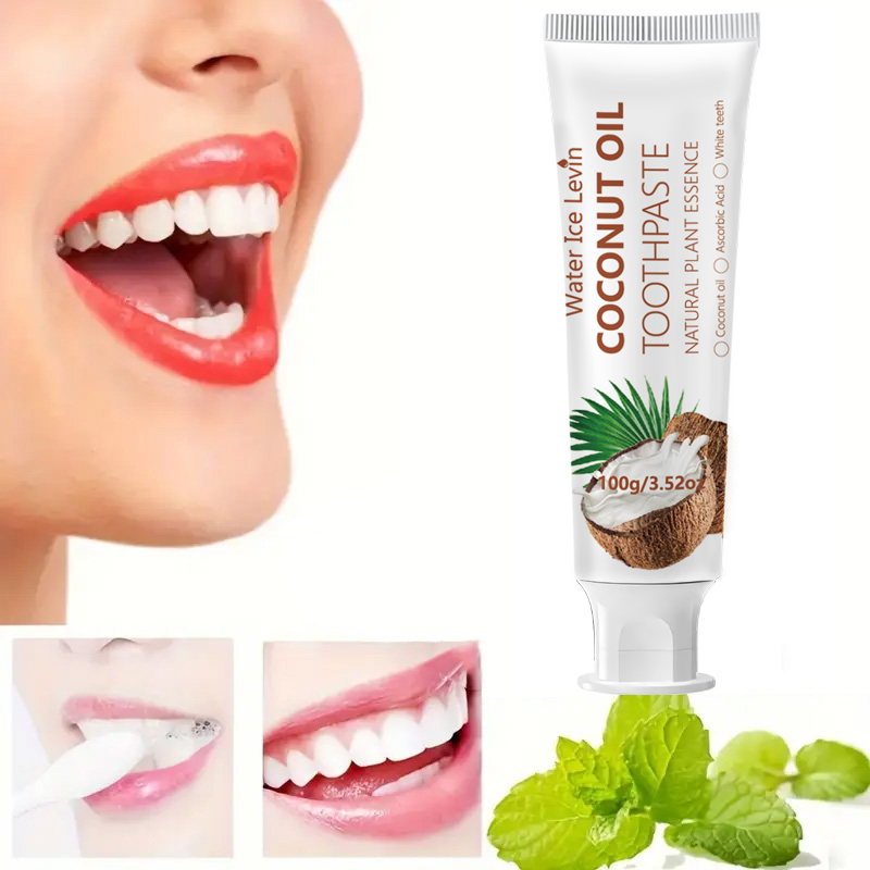 Teeth Whitening Cream - ココナッツオイル歯磨き粉 100g 天然植物エキス配合 歯を白くする ディープクリーン フレッシュブレス