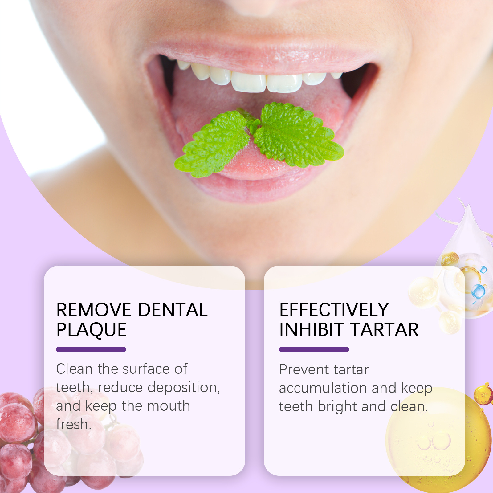 グレープ歯磨き粉、歯の黄ばみを軽減、歯垢の汚れを除去、息を爽 - Teeth Whitening Yellow Teeth のレビューと価格
