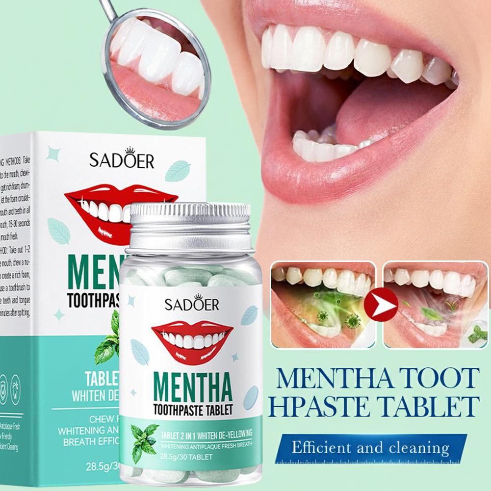 30 個固形歯磨き粉タブレット歯のホワイトニングチュアブルマ - Teeth Whitening Cream のレビューと価格
