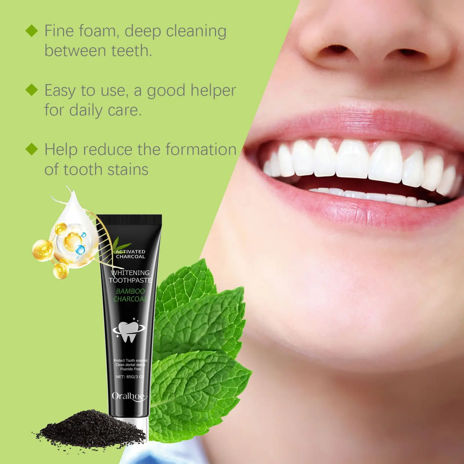 歯を白くする歯磨き粉。口臭を吸着し、黄ばんだ歯を落とし、強力 - Teeth Whitening Yellow Teeth のレビューと価格