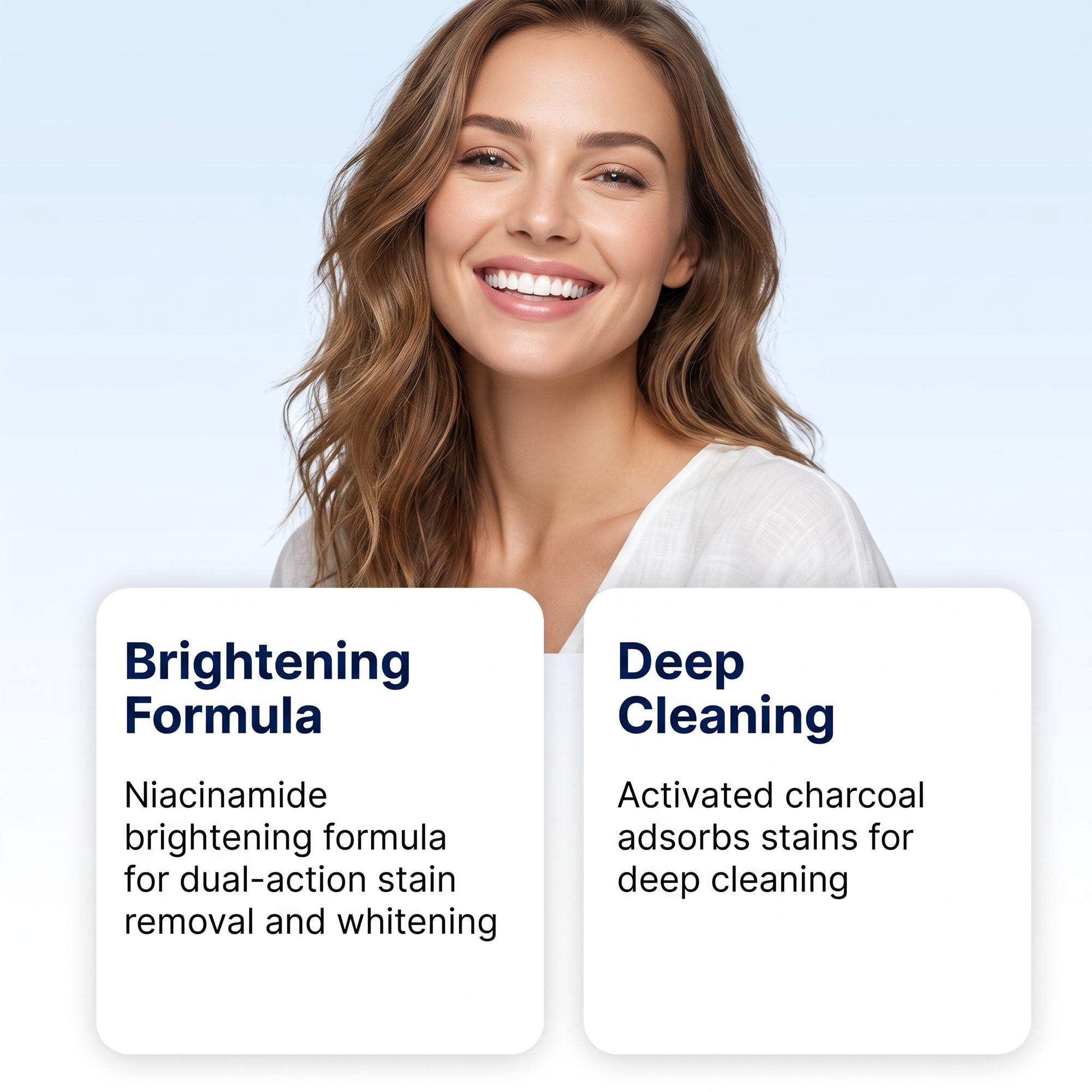 ナイアシンアミド配合の泡状美白歯磨き粉 | 黄ばんだ歯を正し - Teeth Whitening Yellow Teeth のレビューと価格