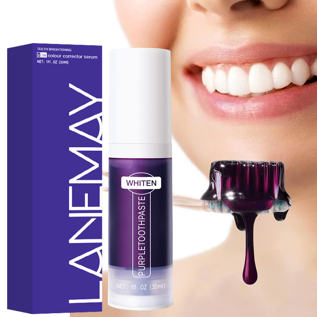 パープル歯磨き粉カラーコレクターセラム - 歯のホワイトニン - Teeth Whitening Yellow Teeth のレビューと価格