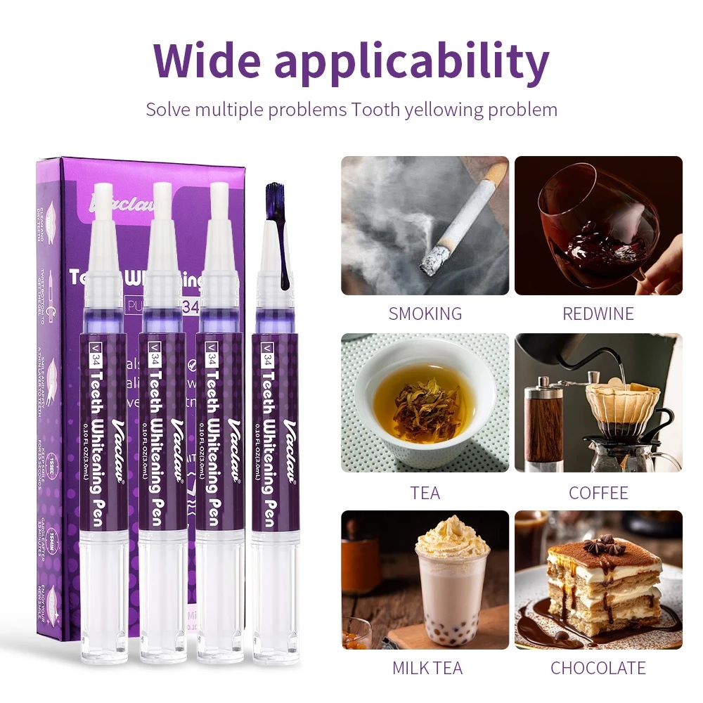 ヴァクラフV34 パープル歯のホワイトニングジェルペン。即効 - Teeth Whitening Pen のレビューと価格